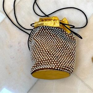 Pearl and gold leather bag